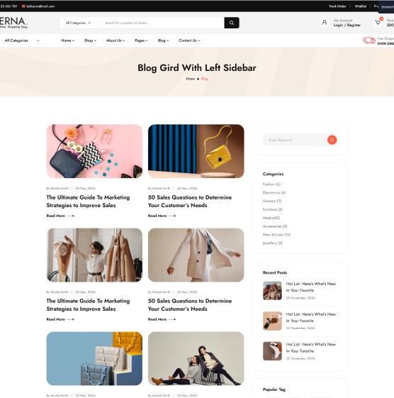 Blog grid right sidebar